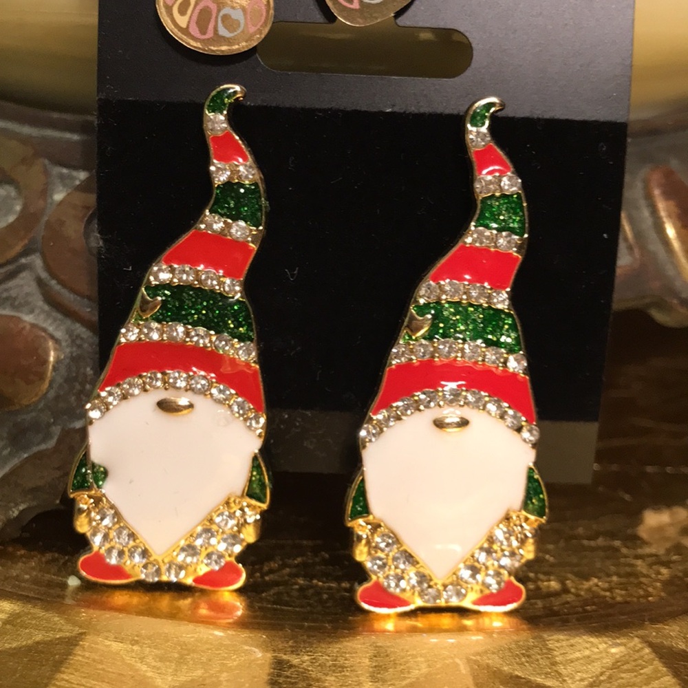 2024 Christmas Earrings Party Nome with sparkling stones green red white gold